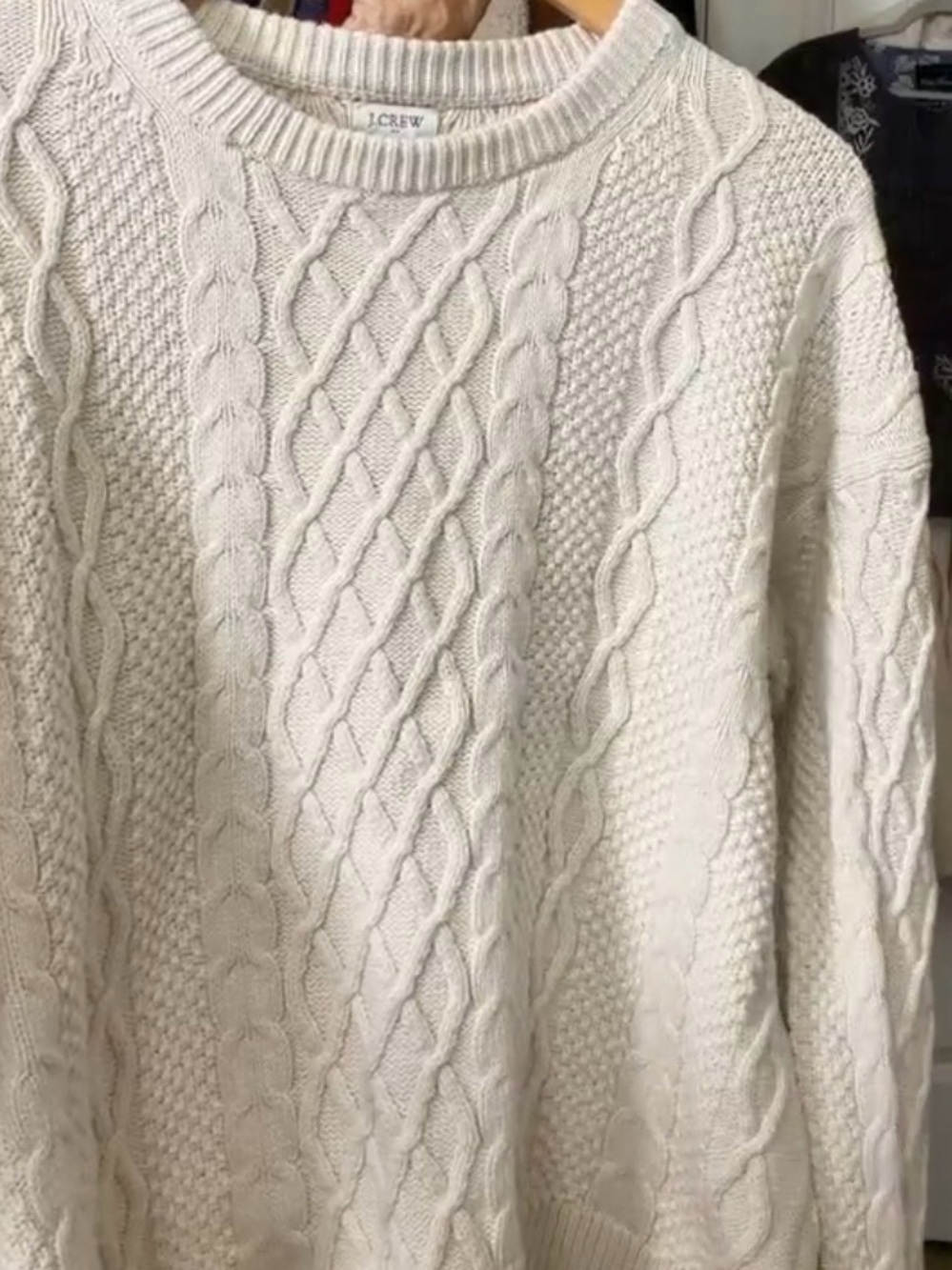 J. Crew Women’s Cream Cable-Knit Sweater, Size XL